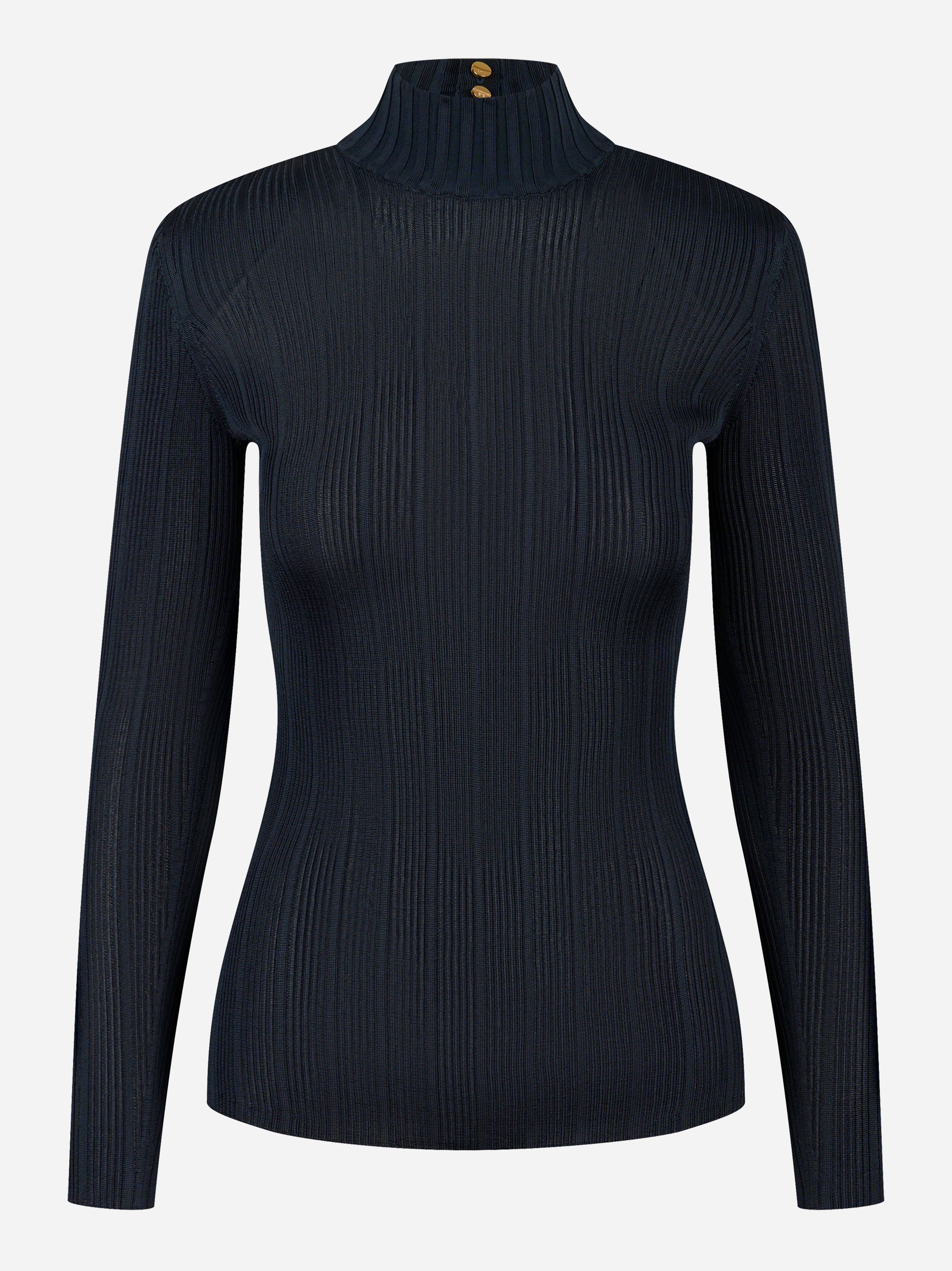 Elisabetta Franchi Maglia in filato di viscosa con dettagli logo Blu MK22S56E2EA8