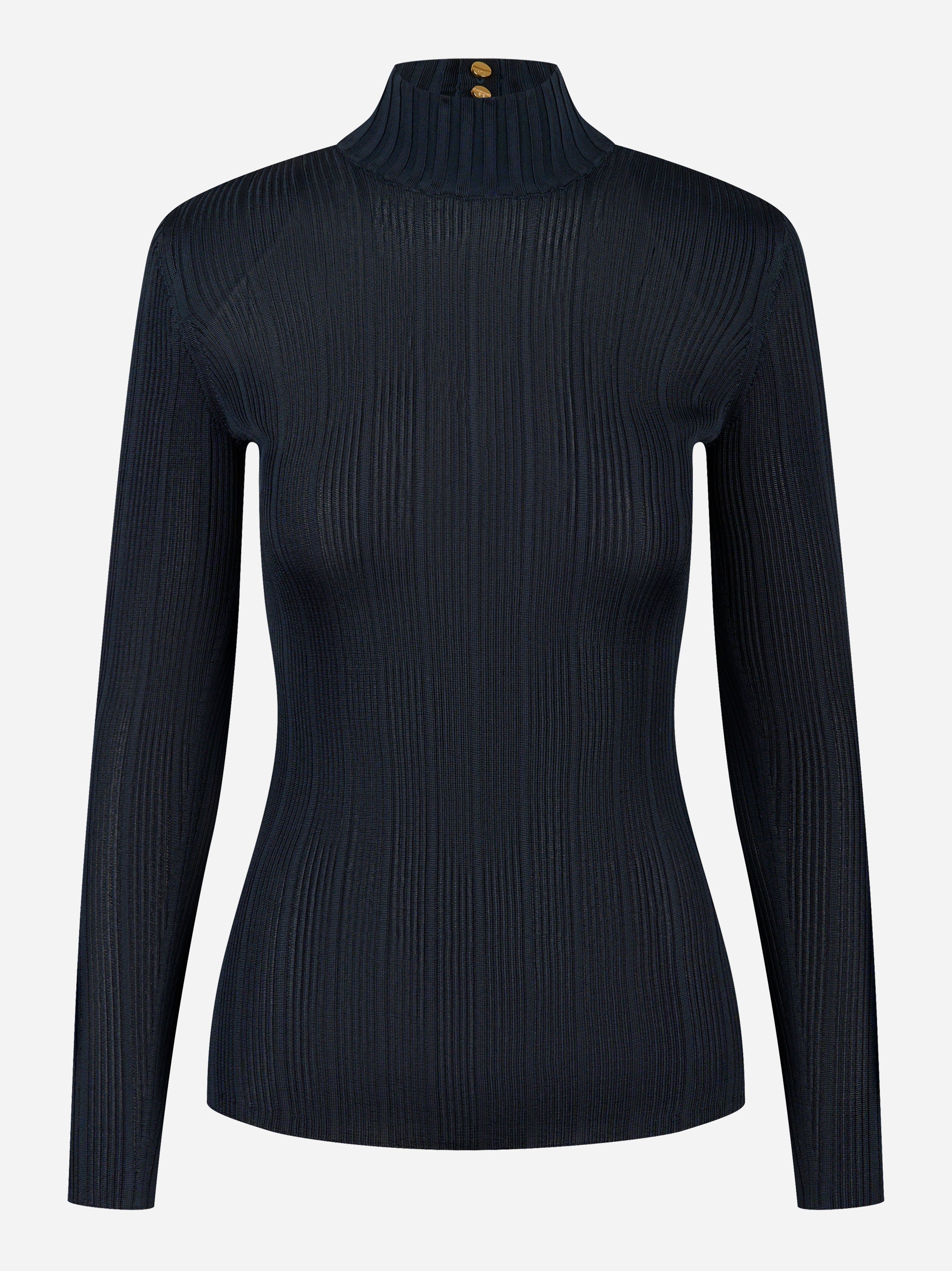 Elisabetta Franchi Maglia in filato di viscosa con dettagli logo Blu MK22S56E2EA8