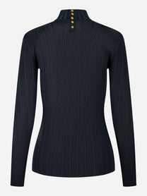 Elisabetta Franchi Maglia in filato di viscosa con dettagli logo Blu MK22S56E2EA8