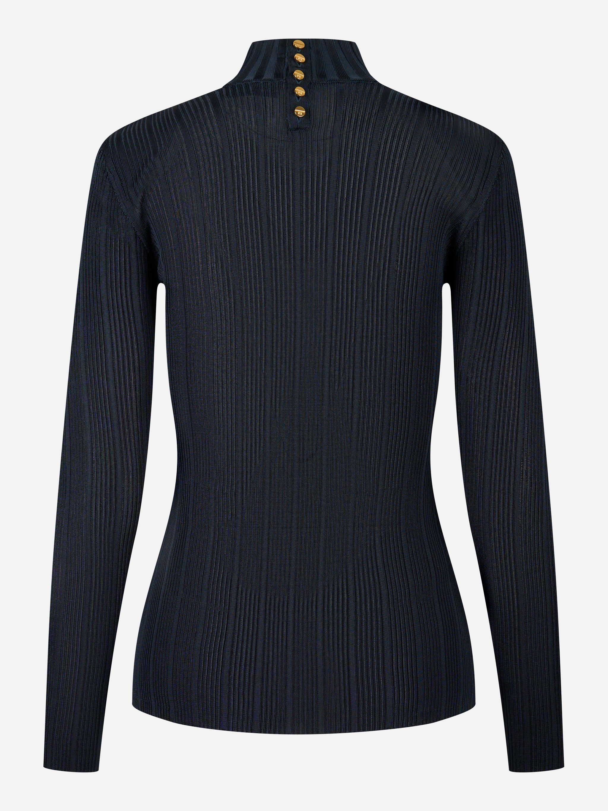 Elisabetta Franchi Maglia in filato di viscosa con dettagli logo Blu MK22S56E2EA8