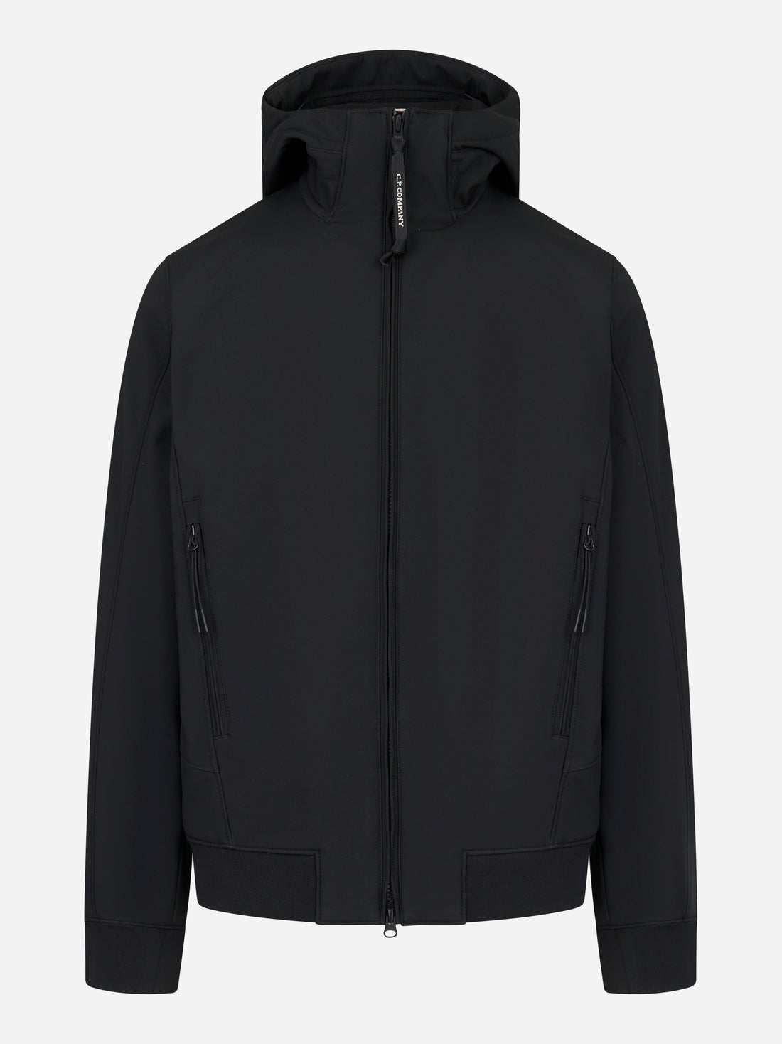 Giacca con cappuccio in soft shell nera