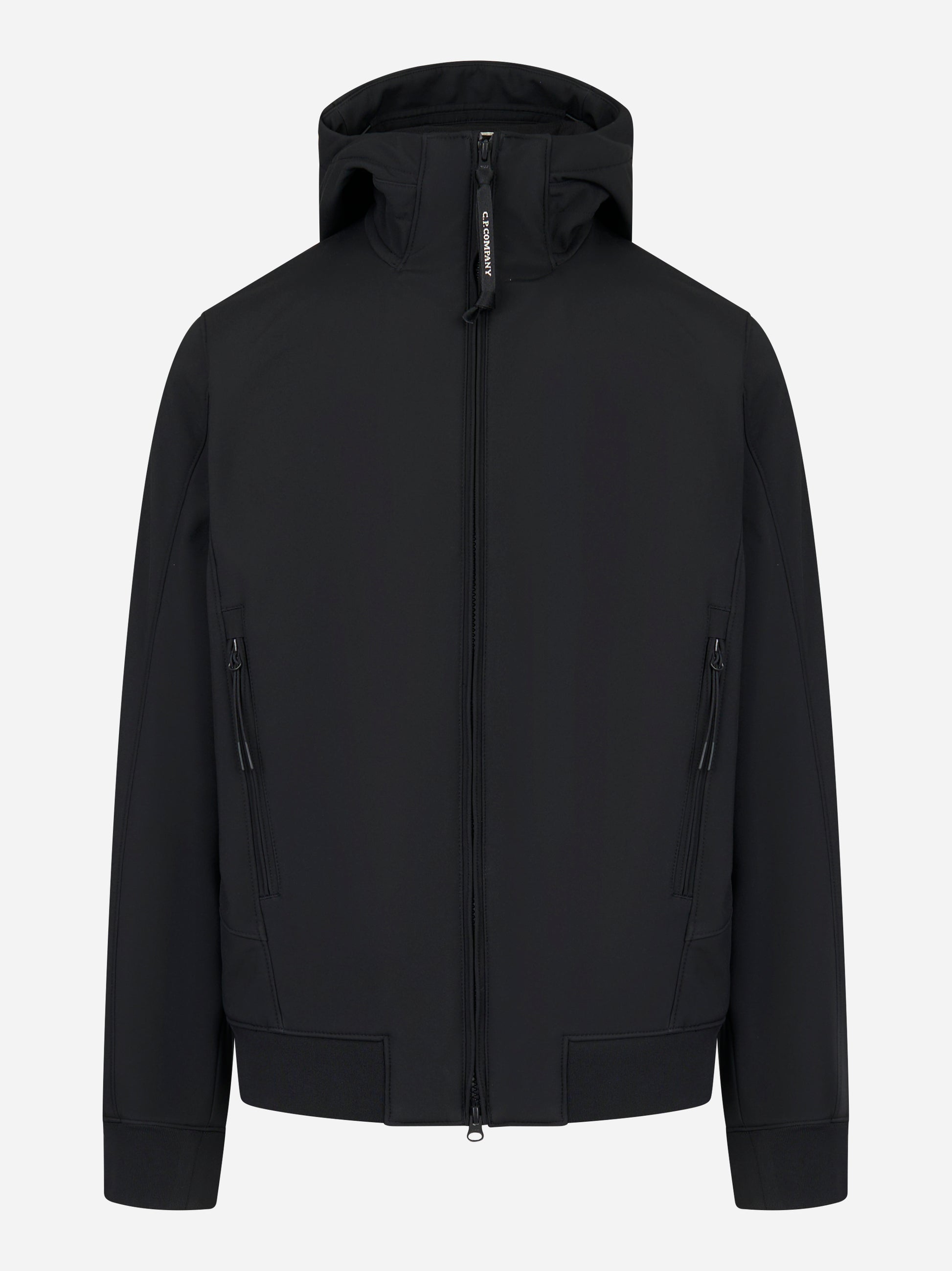 Giacca con cappuccio in soft shell nera