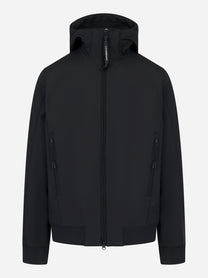 Giacca con cappuccio in soft shell nera