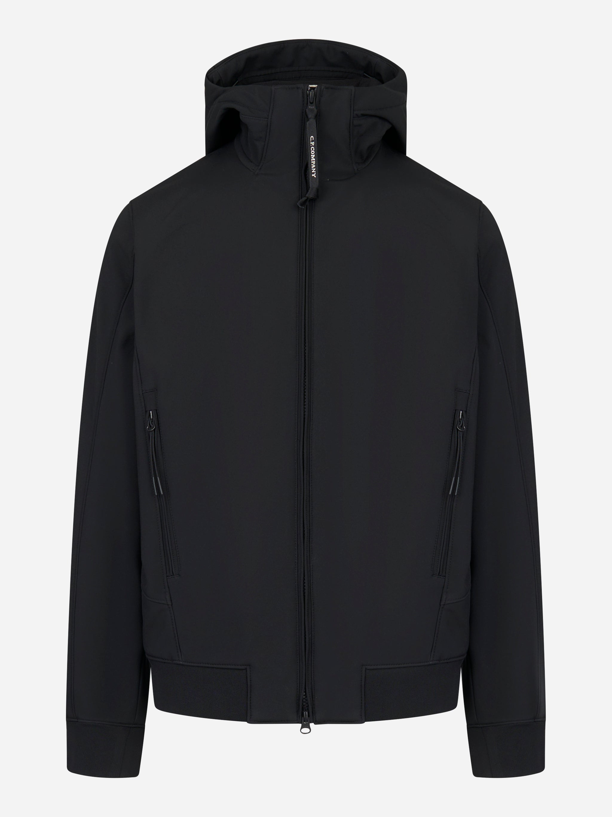 Giacca con cappuccio in soft shell nera