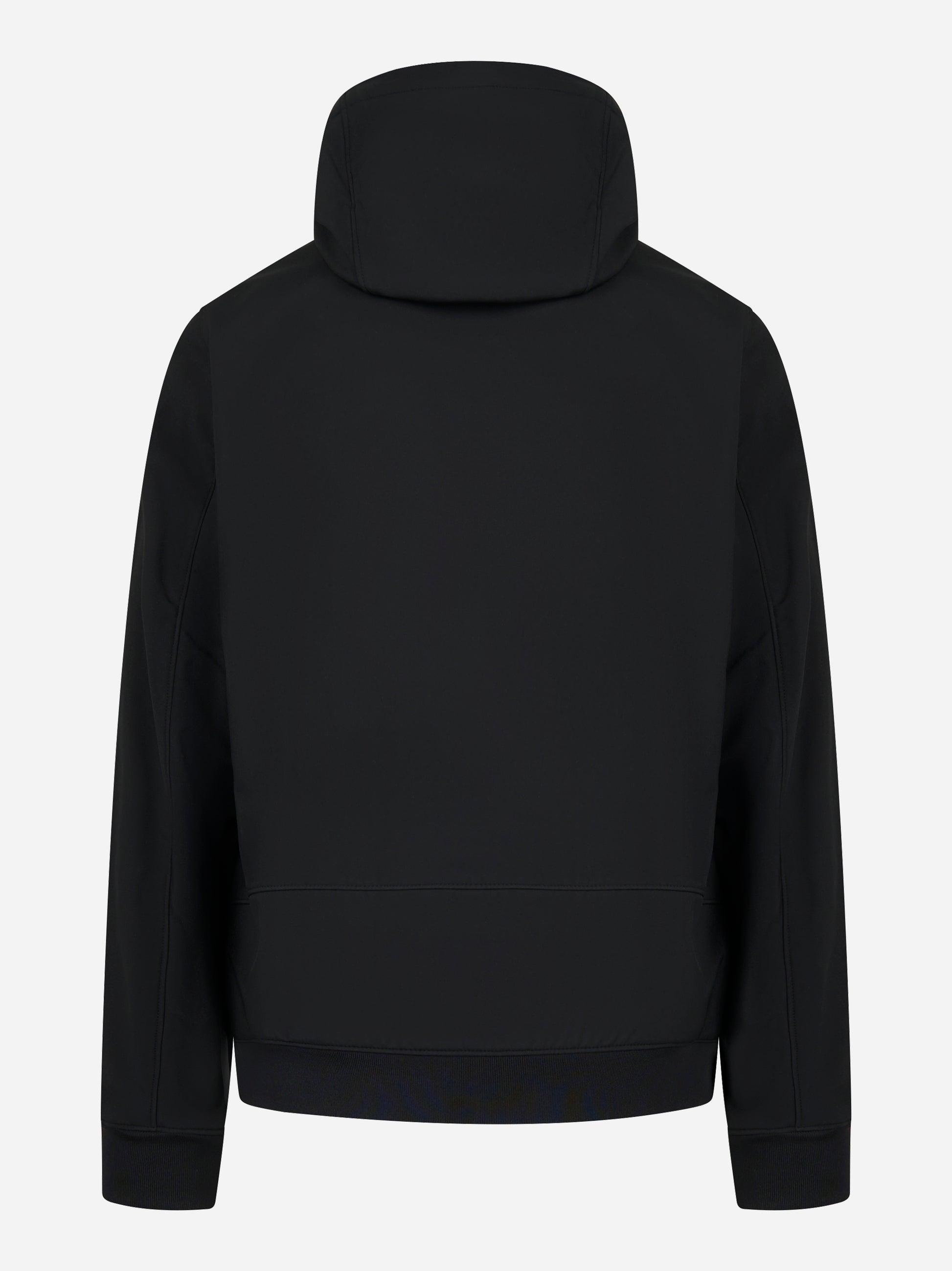 Giacca con cappuccio in soft shell nera