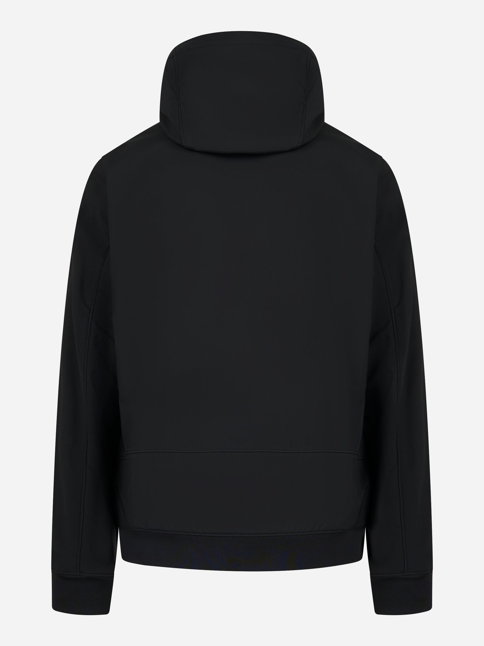 Giacca con cappuccio in soft shell nera