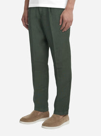 Pantalone con elastico in vita in puro lino verde