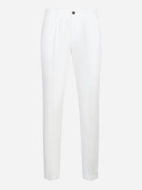 Pantalone con elastico in vita in puro lino bianco