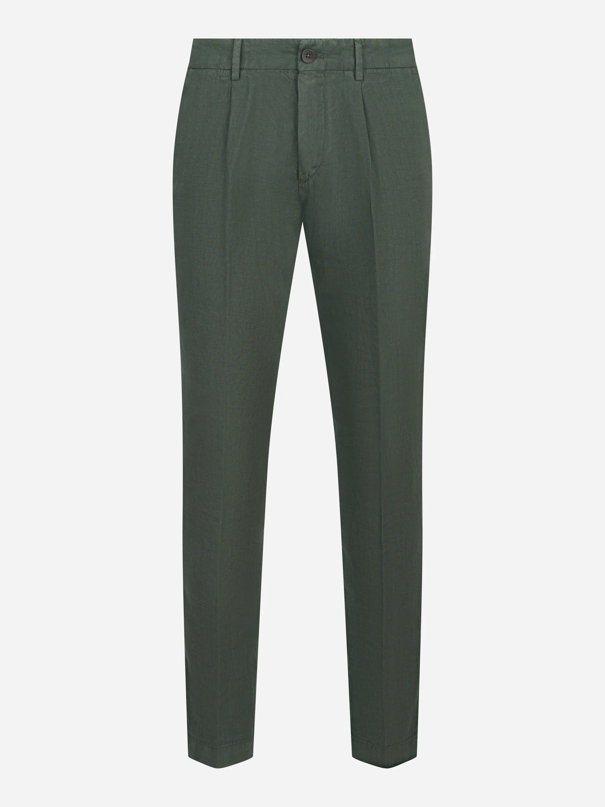 Pantalone con elastico in vita in puro lino verde