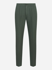 Pantalone con elastico in vita in puro lino verde
