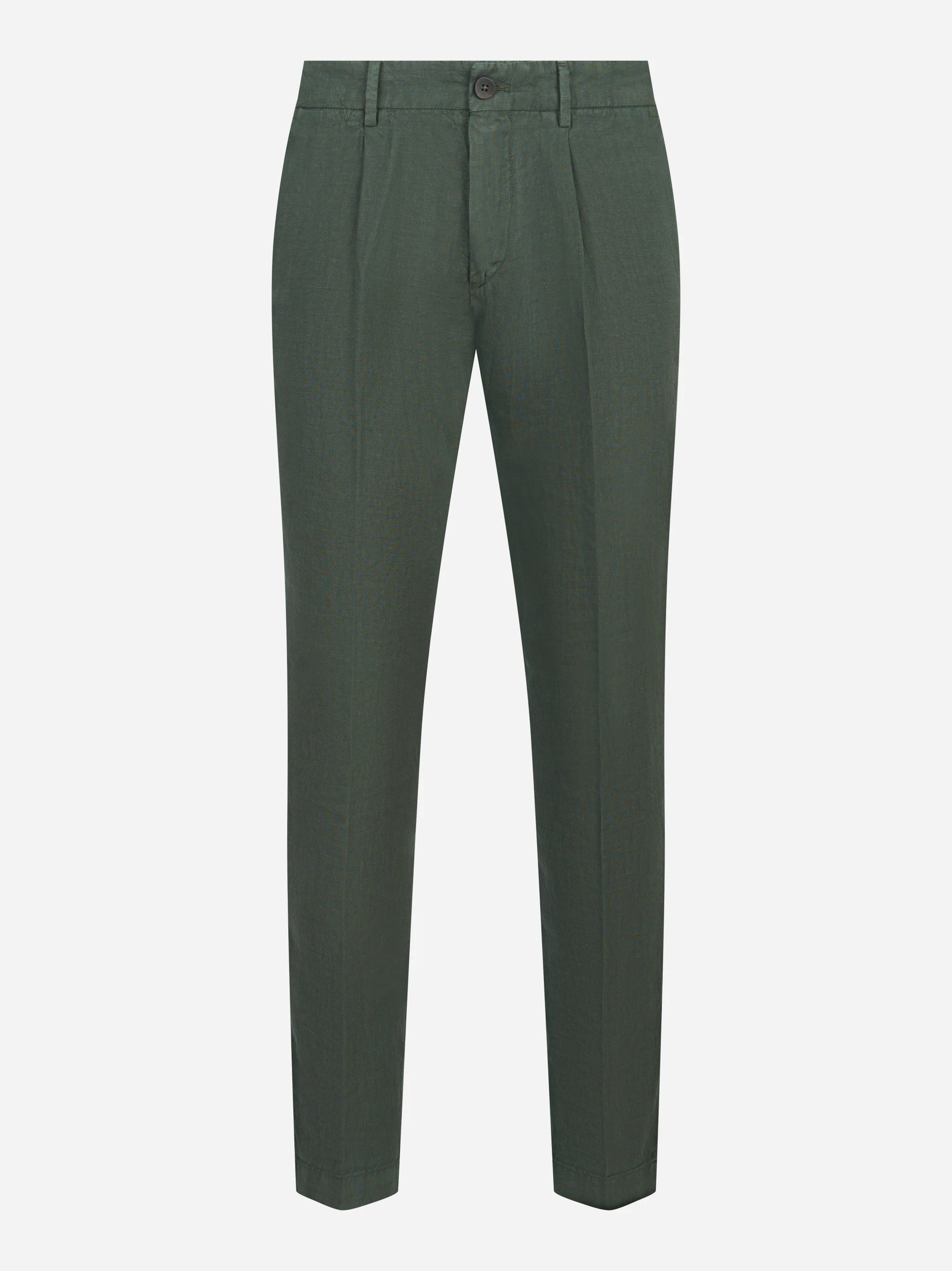 Pantalone con elastico in vita in puro lino verde
