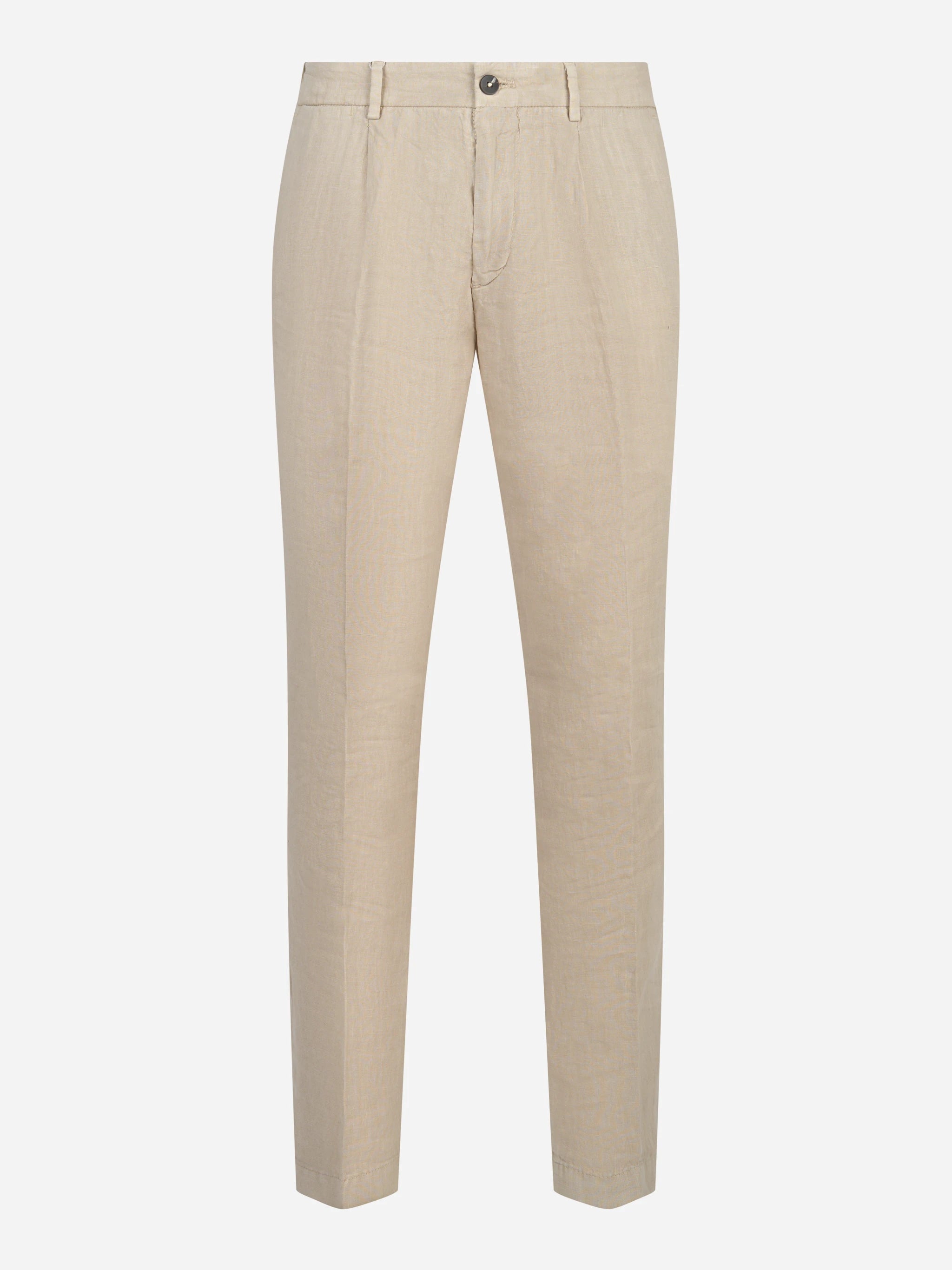 Pantalone con elastico in vita in puro lino beige