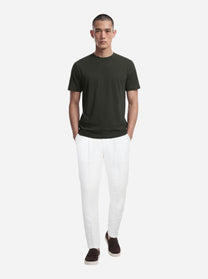 Pantalone con elastico in vita in puro lino bianco
