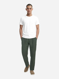 Pantalone con elastico in vita in puro lino verde