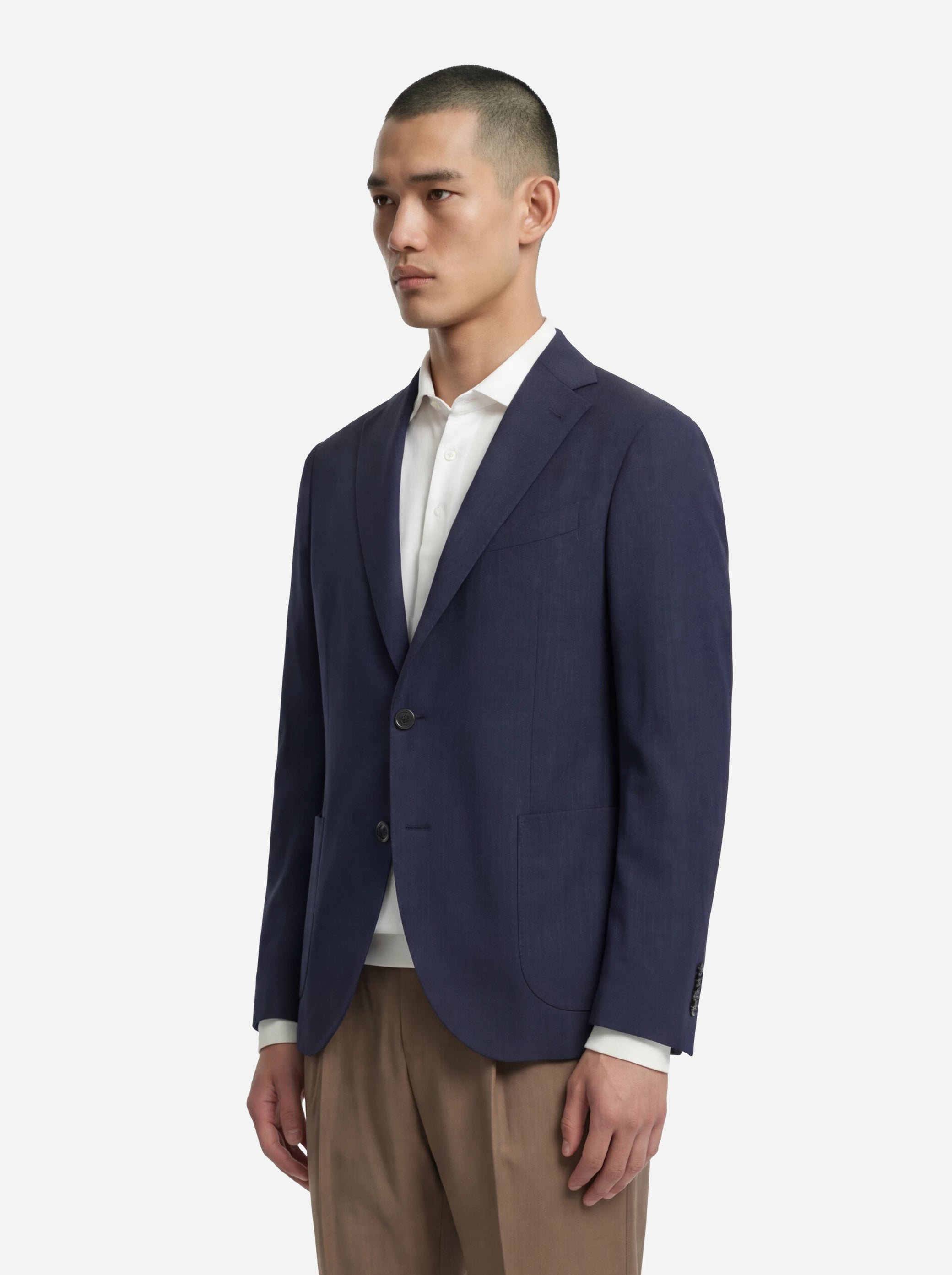 Blazer monopetto in lana e seta