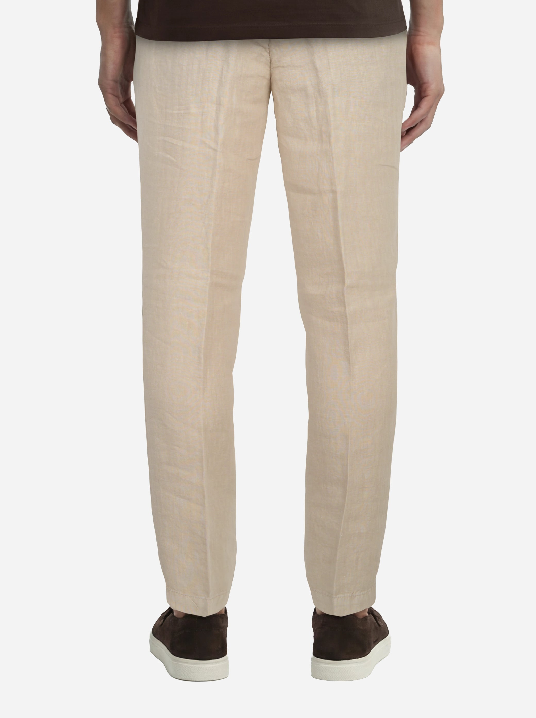 Pantalone con elastico in vita in puro lino beige
