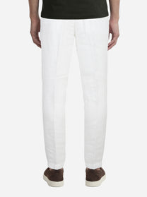 Pantalone con elastico in vita in puro lino bianco