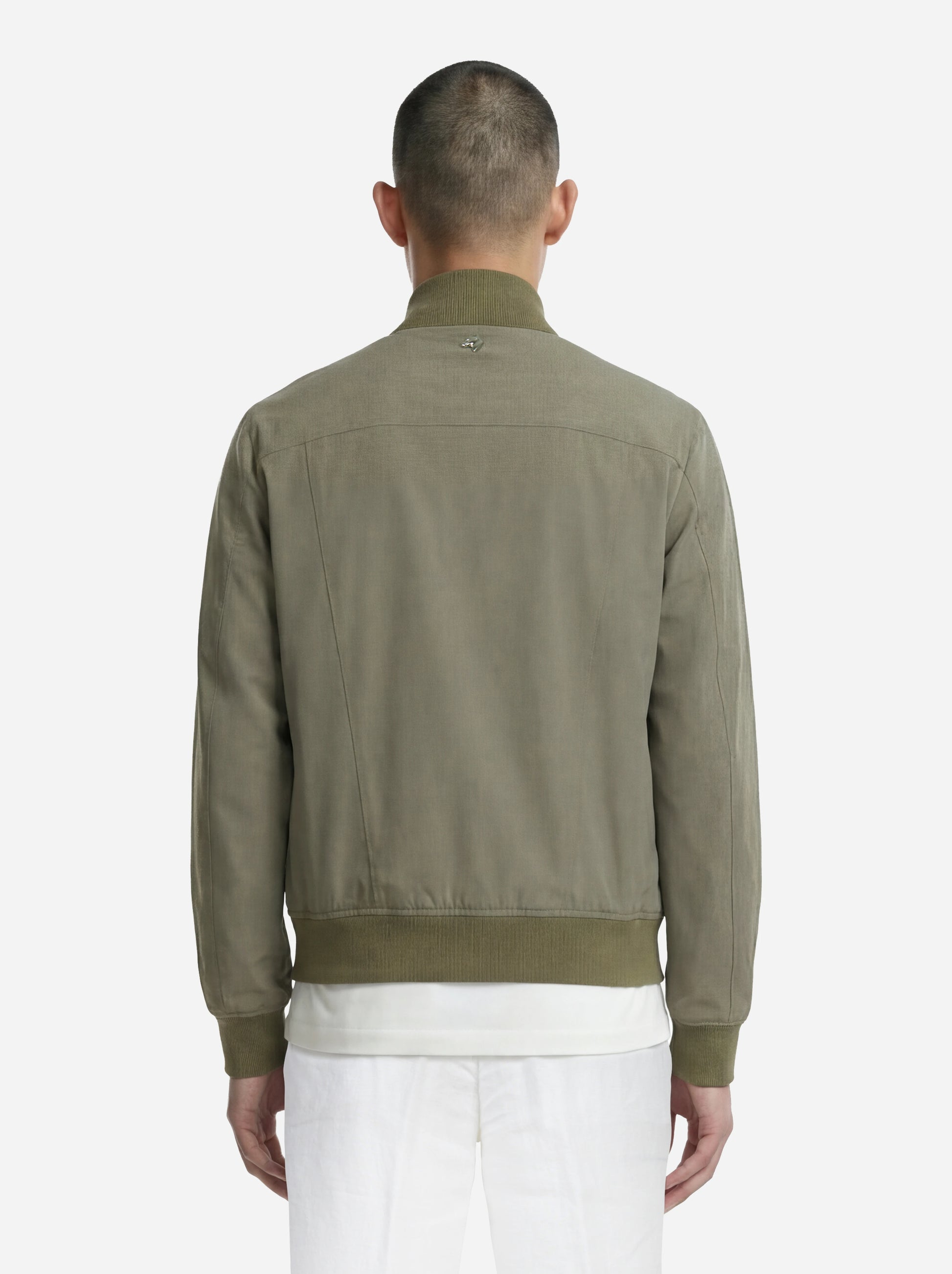 Bomber in nylon verde con zip
