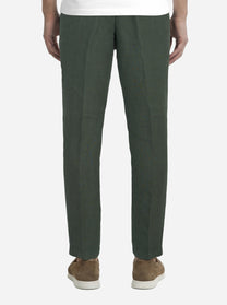 Pantalone con elastico in vita in puro lino verde