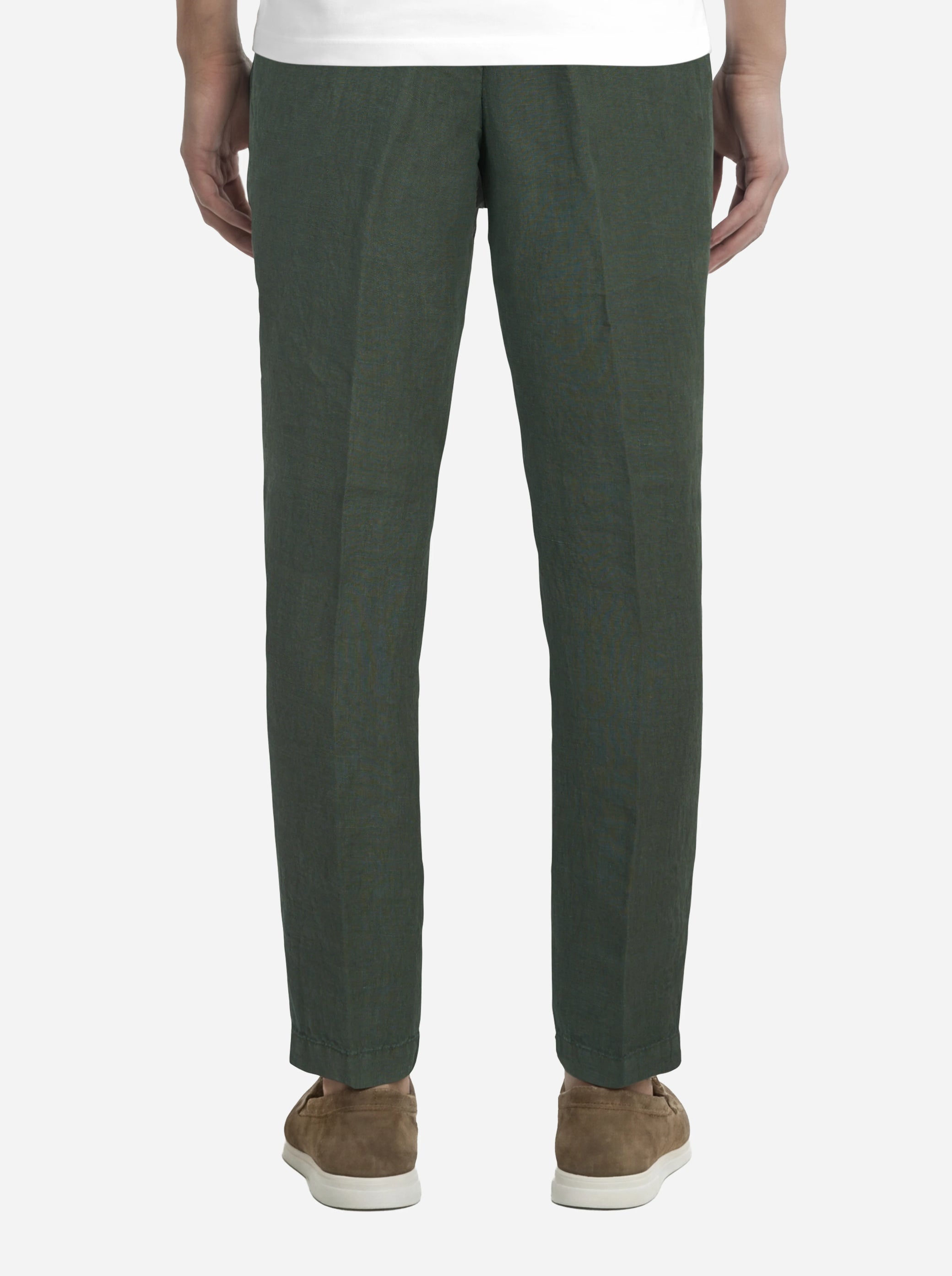Pantalone con elastico in vita in puro lino verde