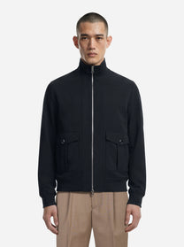 Bomber in nylon blu con zip