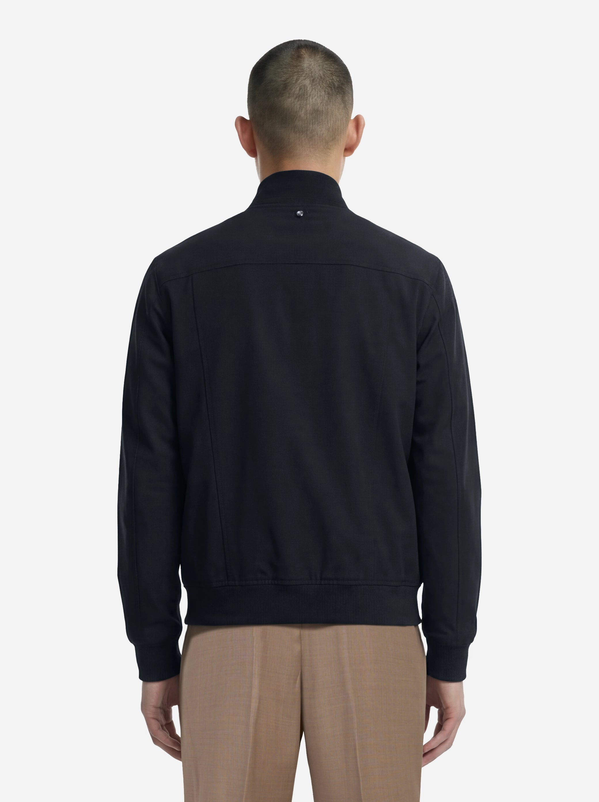 Bomber in nylon blu con zip