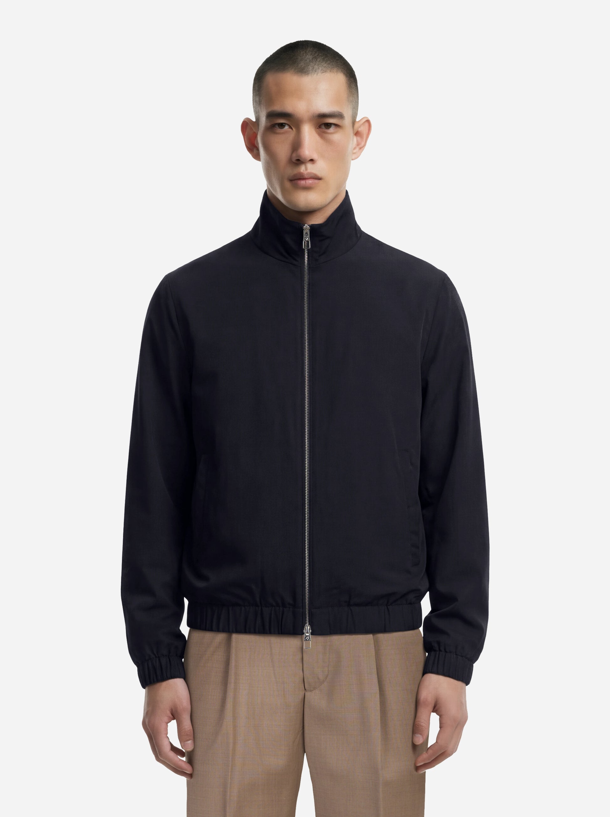 Bomber in nylon stretch blu
