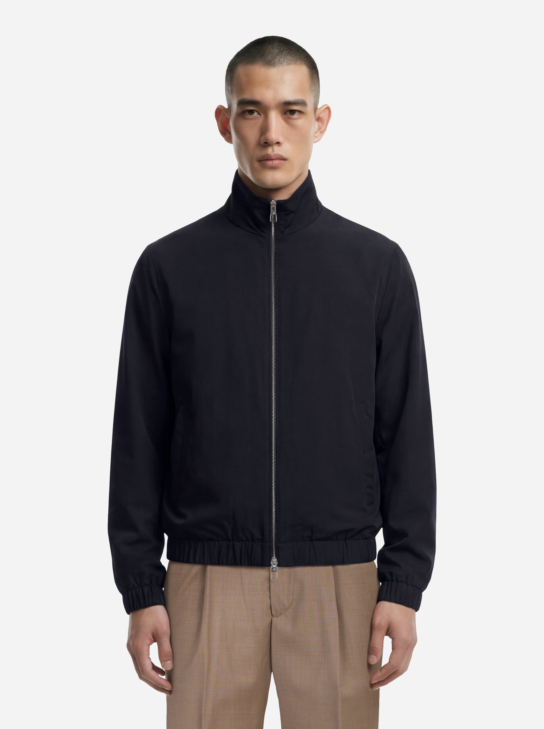 Bomber in nylon stretch blu