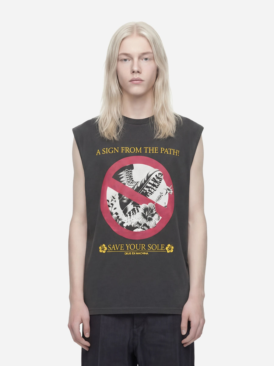 T-shirt Deus Save Your Sole grigia, stampa frontale