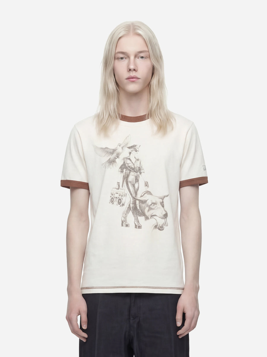 T-shirt Deus Beat Down bianca, grafica frontale