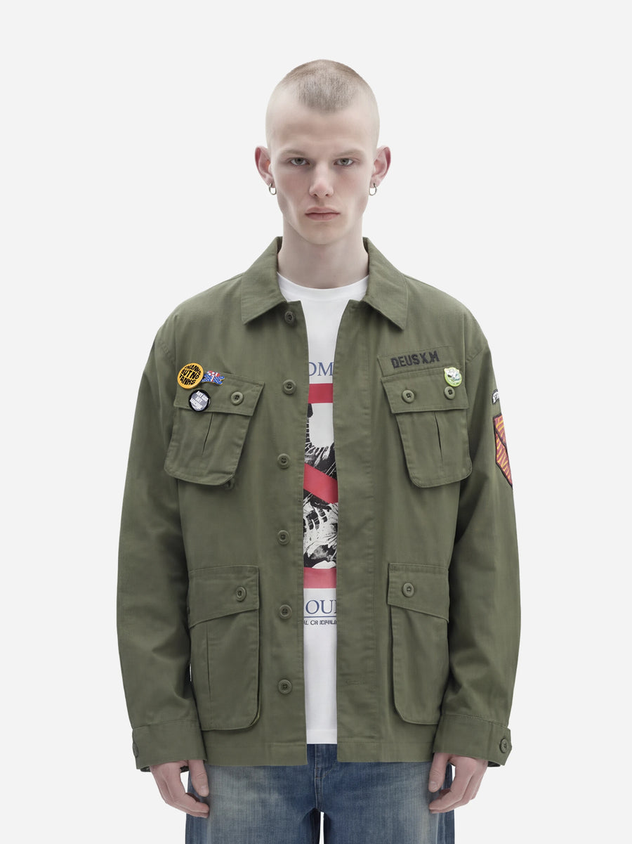 Overshirt Deus Power verde con ricami, capo strato