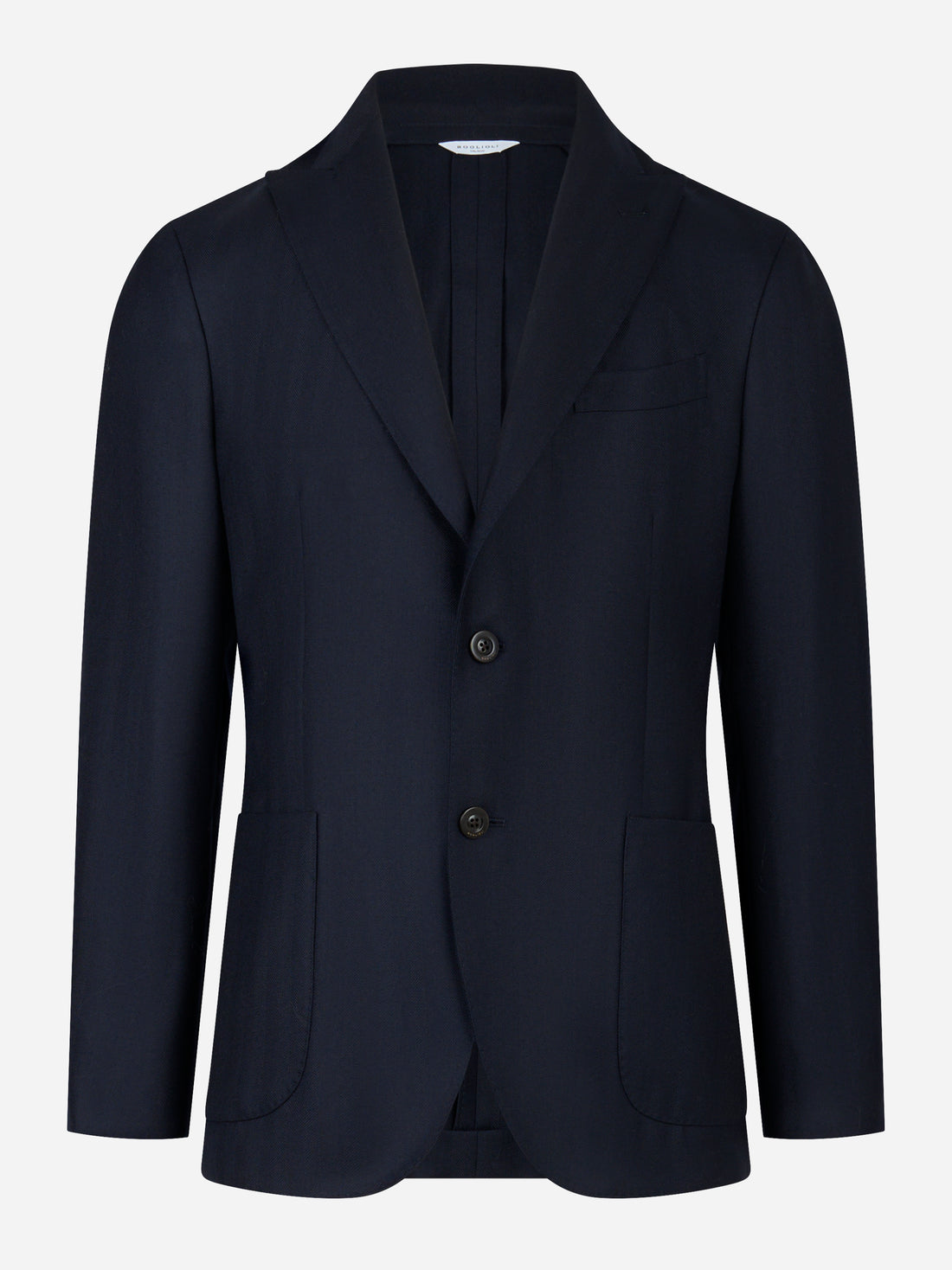 Blazer blu monopetto con rever a lancia in lana