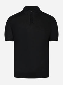 Polo manica corta in misto cotone nero