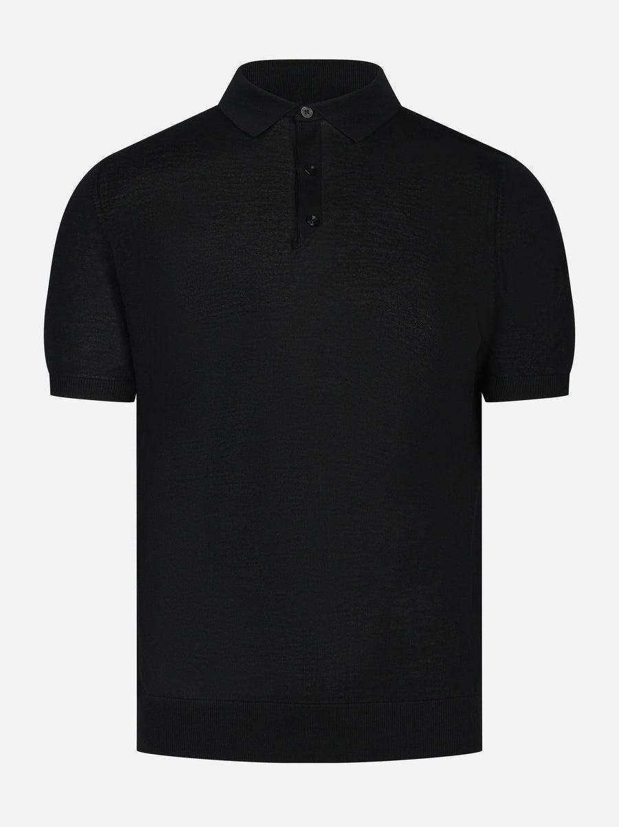 Polo manica corta in misto cotone nero