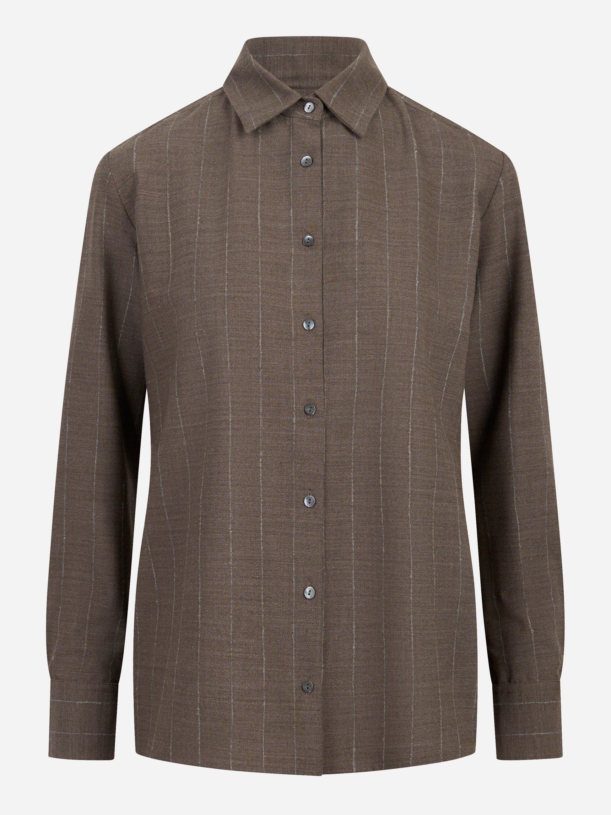 Camicia in fresco lana stretch con motivo gessato