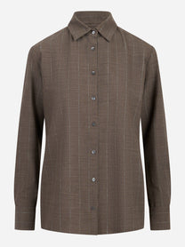 Camicia in fresco lana stretch con motivo gessato