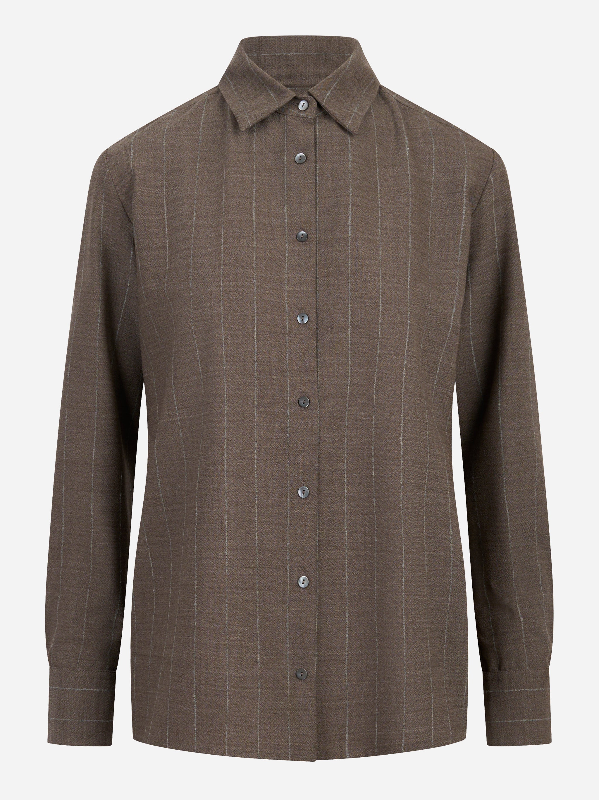 Camicia in fresco lana stretch con motivo gessato