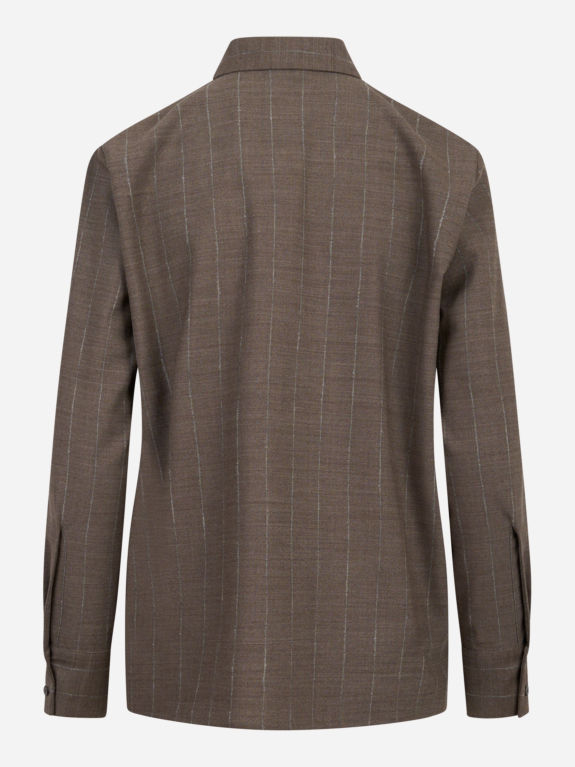 Camicia in fresco lana stretch con motivo gessato