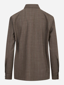 Camicia in fresco lana stretch con motivo gessato