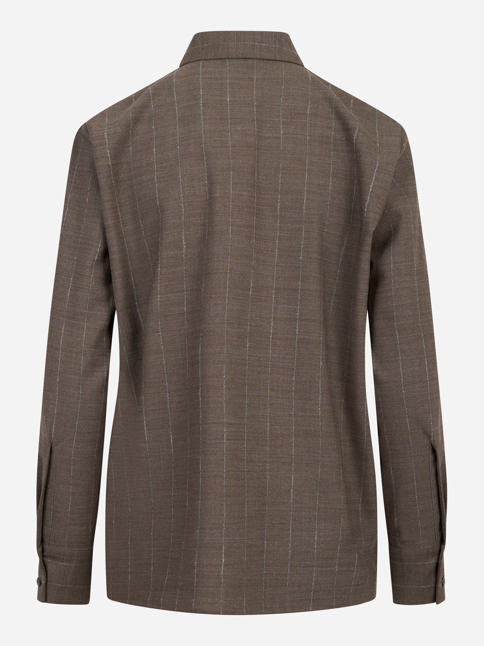 Camicia in fresco lana stretch con motivo gessato