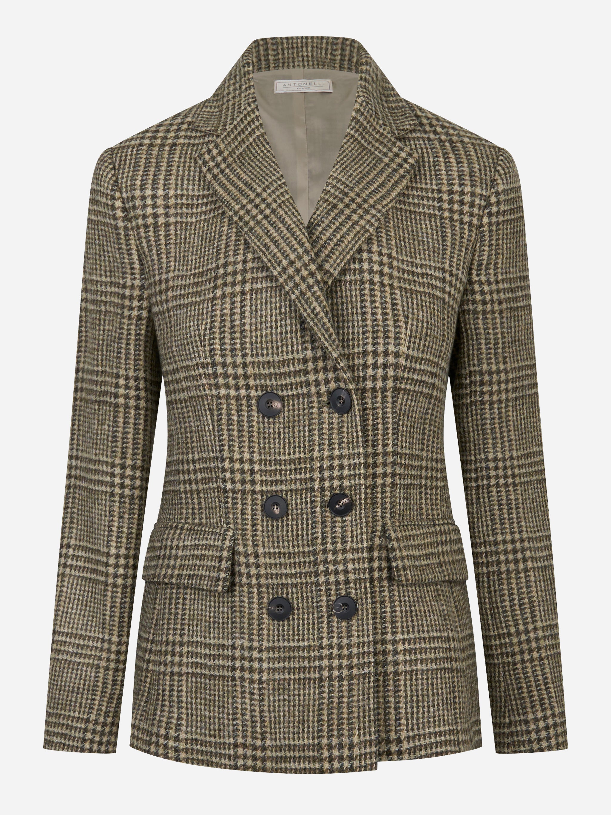 Blazer doppiopetto verde con motivo check