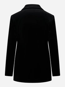 Blazer doppiopetto nero in velluto liscio