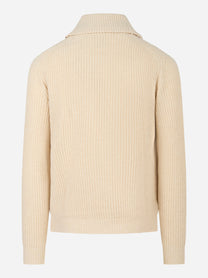 Cardigan Renegade beige con collo sciallato