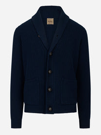 Cardigan Renegade blu con collo sciallato