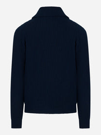 Cardigan Renegade blu con collo sciallato