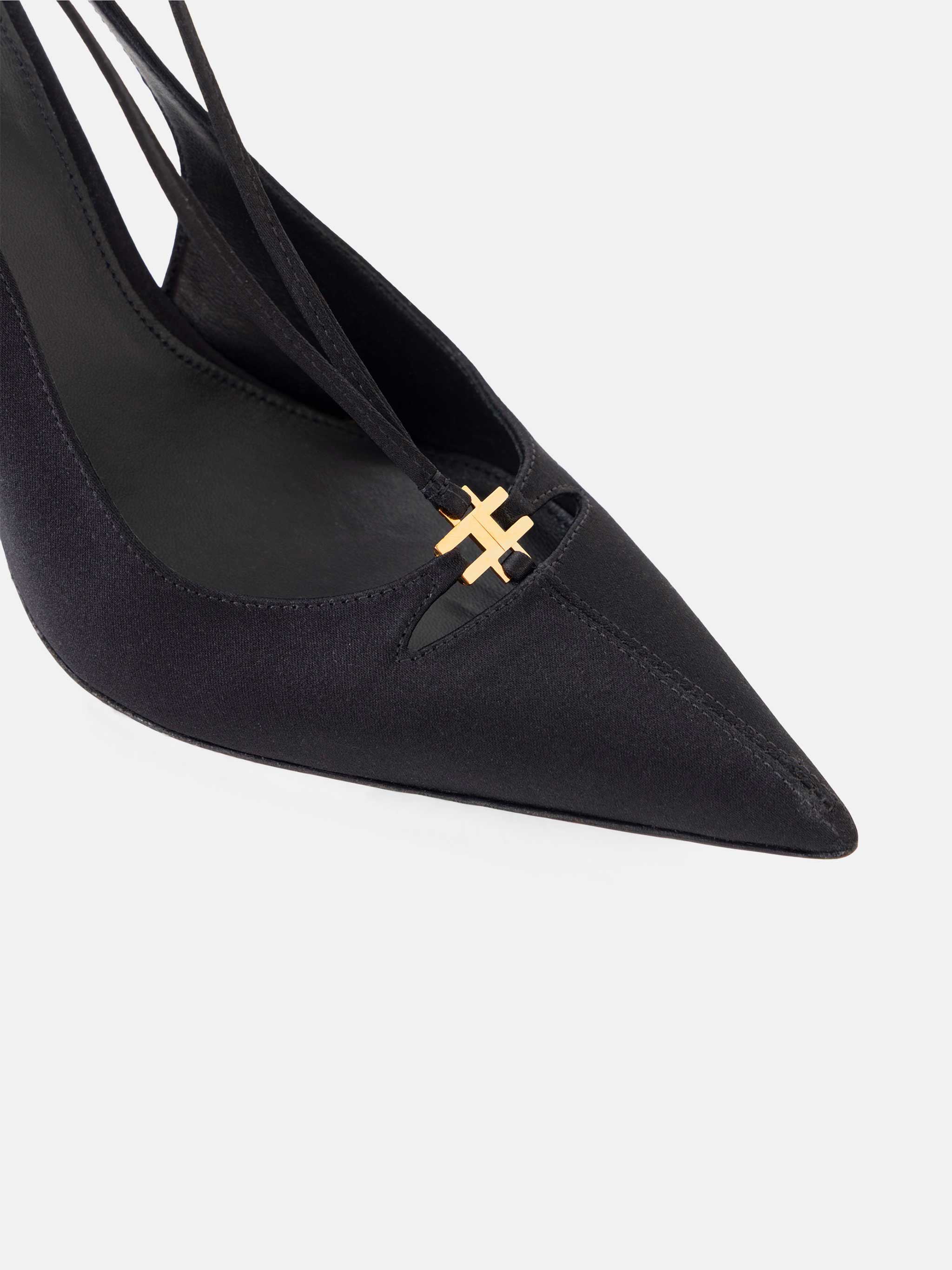 Black Leather Slingback