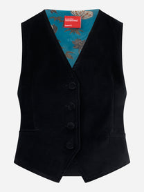 Gilet in velluto liscio nero