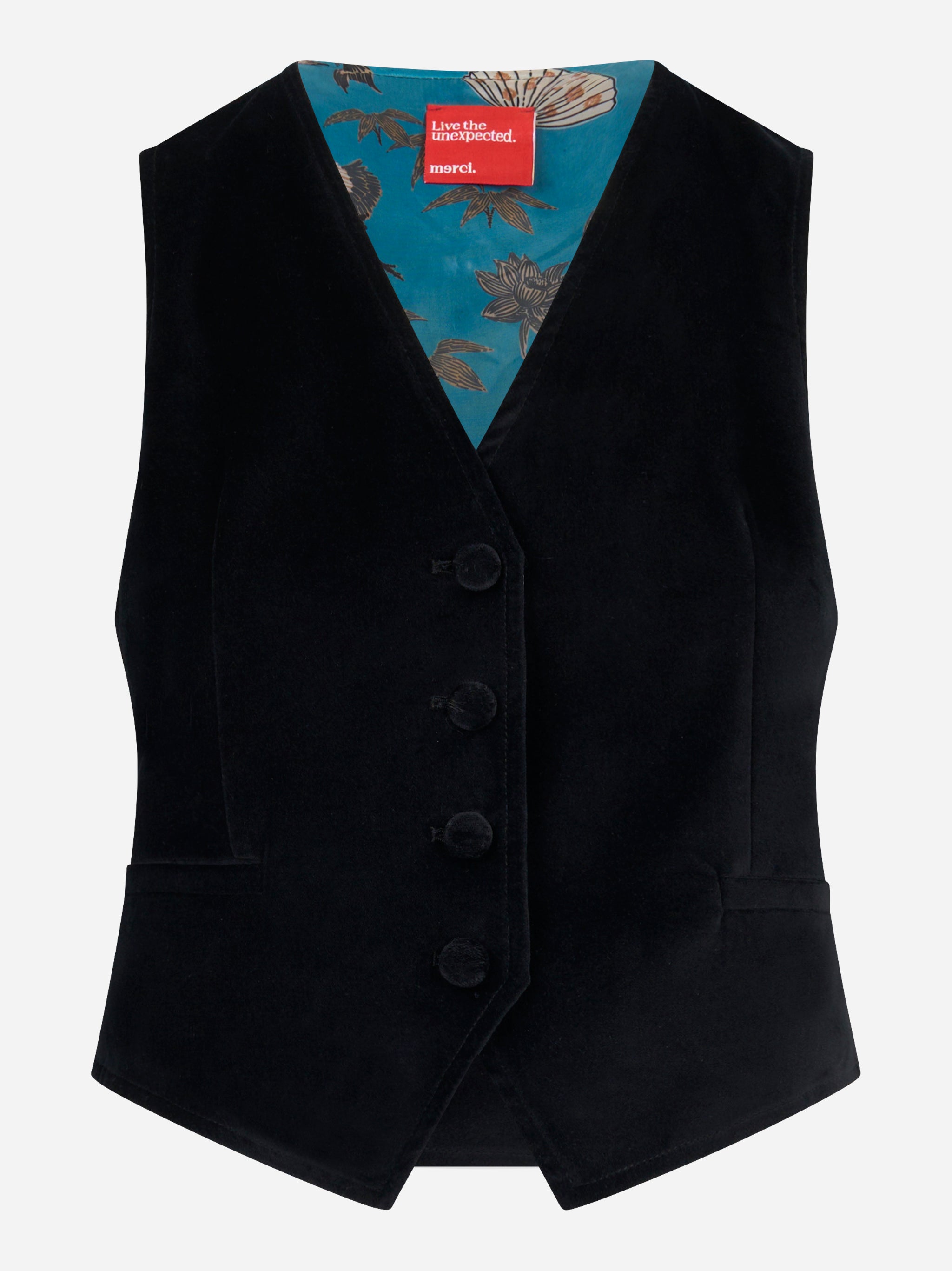 Gilet in velluto liscio nero