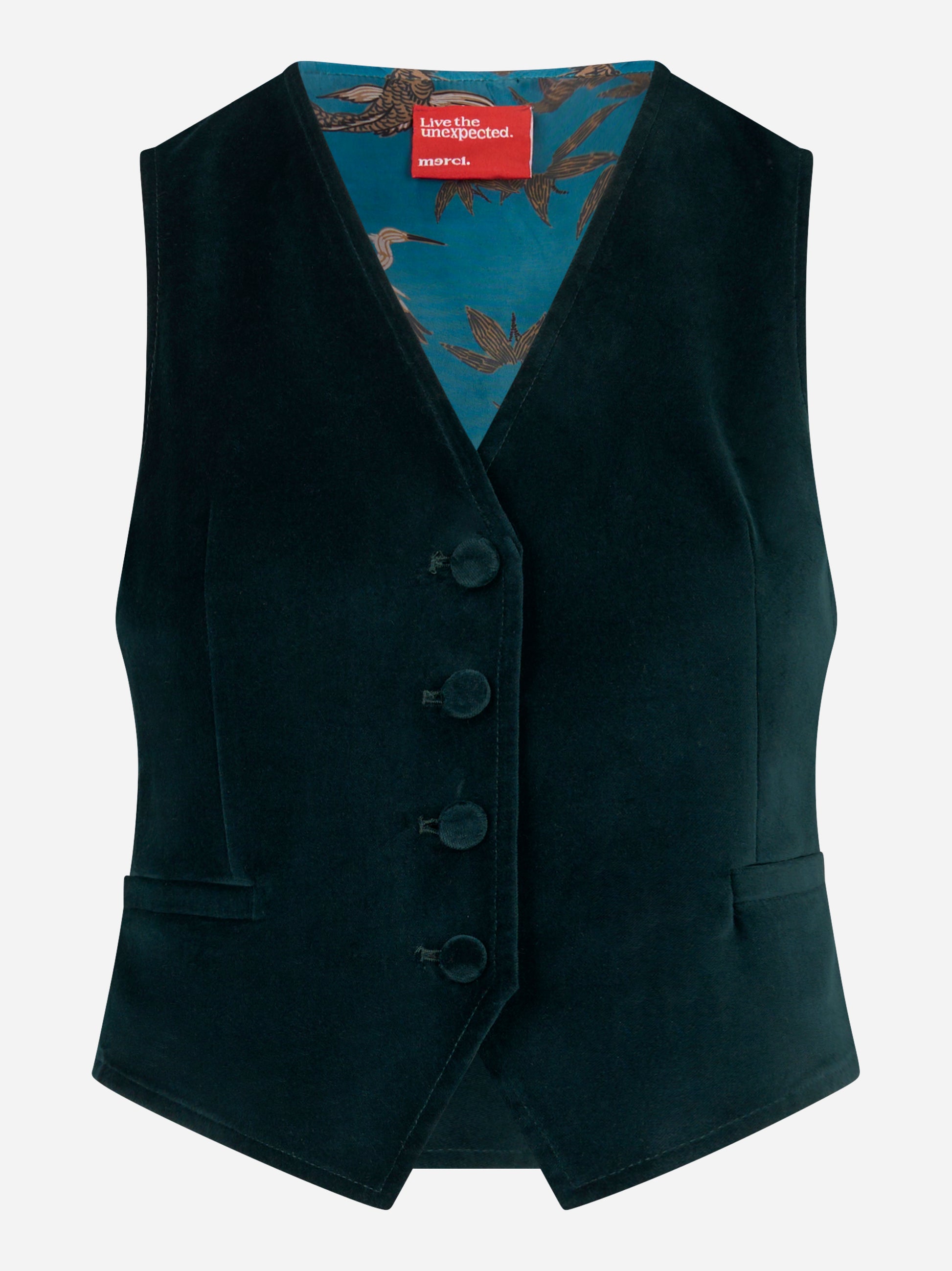 Gilet in velluto liscio verde