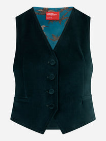 Gilet in velluto liscio verde